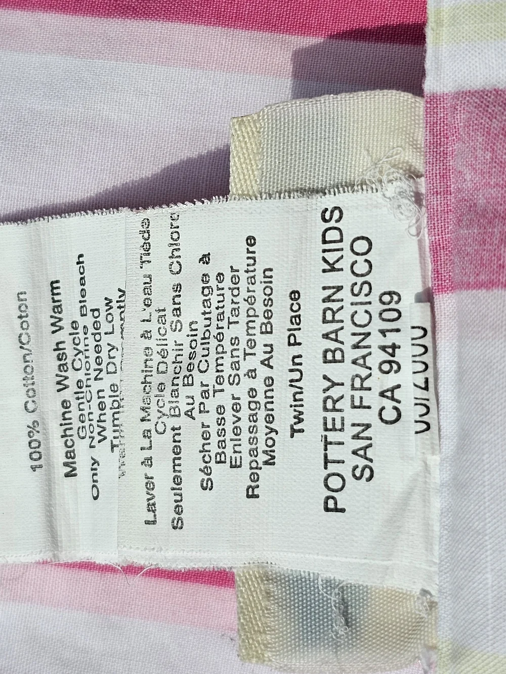 Pottery Barn Kids Pink Stripe Flat Sheet.  Twin
